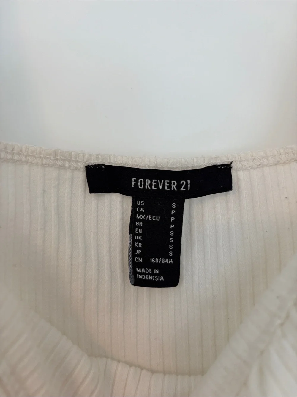 Forever 21 Off-White Ribbed Square Neck Bodysuit with Puff Sleeves - Picture 3 of 8